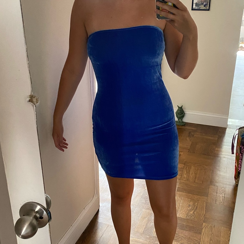 Reformation Cobalt Blue Astro Velvet Mini Dress
